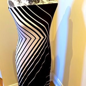 White House Black Market white and black strapless maxi dress